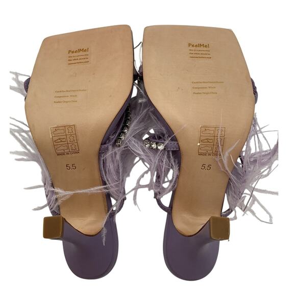 Song Of Style Embellished Lilac Feather Sandals Size 5.5 - Picture 6 of 6